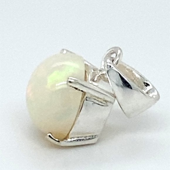 White Opal 4.30ct Platinum Solid Silver Pendant - Picture 7 of 8